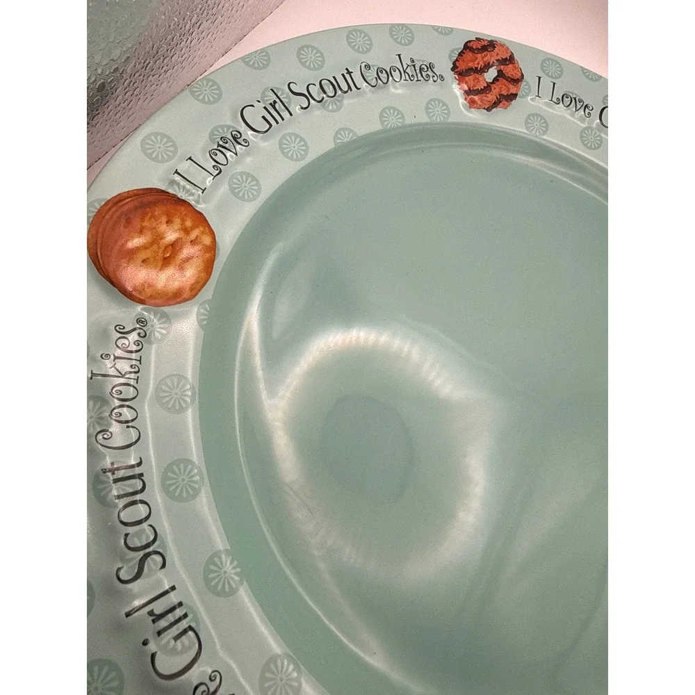 Girl Scout Cookies Plate Teal Dessert‎ Serving Dish I Love Girl Scout Cookies